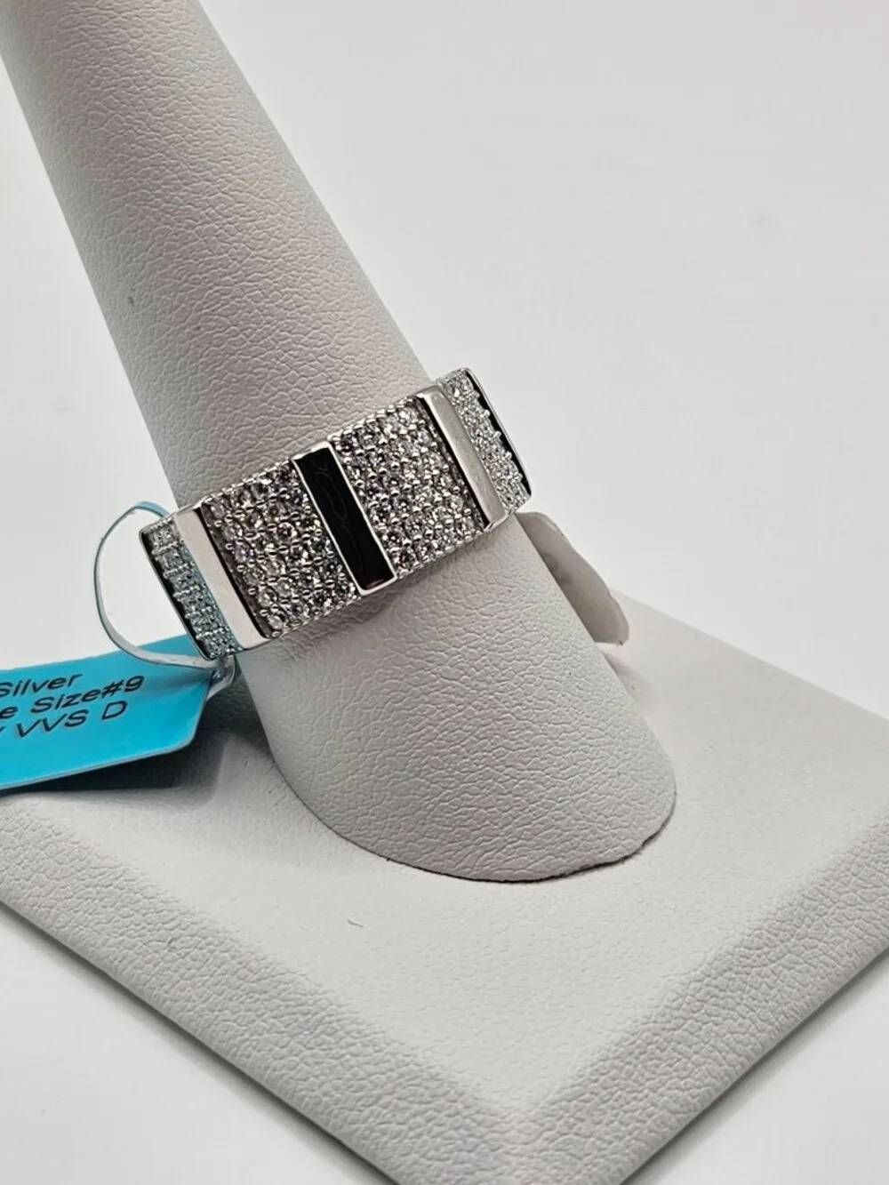 925 Silver 2.40ctw VVS D Moissanite Men’s Pavé Band Ring Size 9